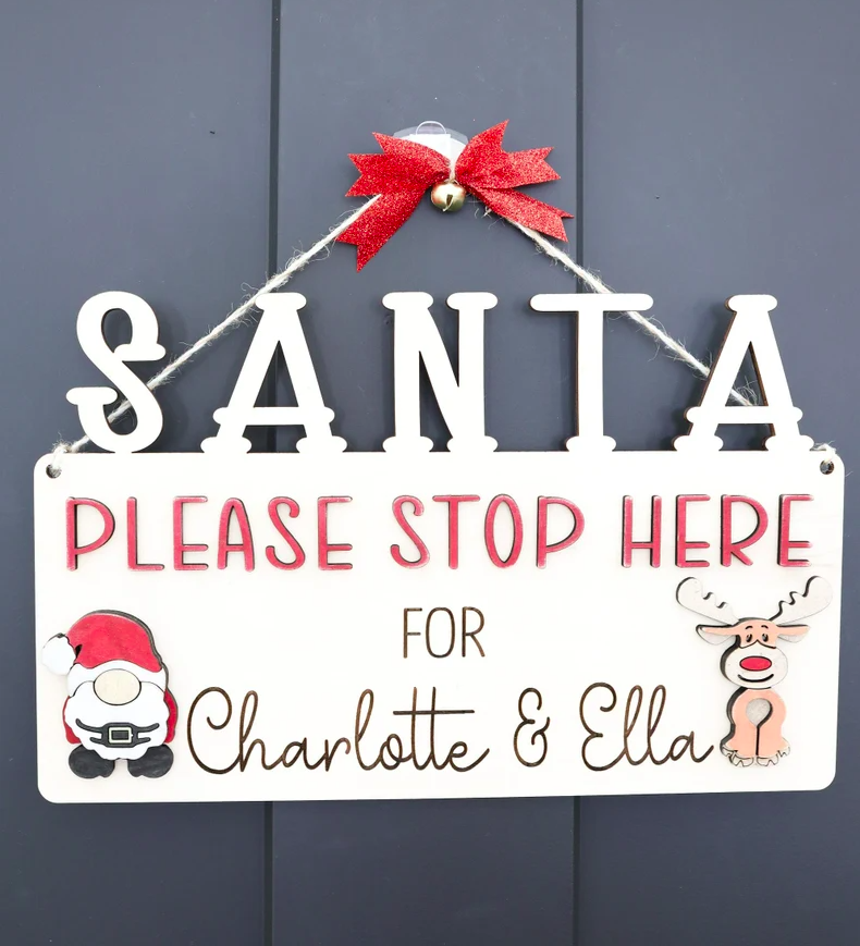 Customizable Santa Please Stop Here Ornament